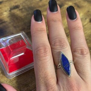 Elegant Lapis Lazuli Silver and Lapis Women's Ring